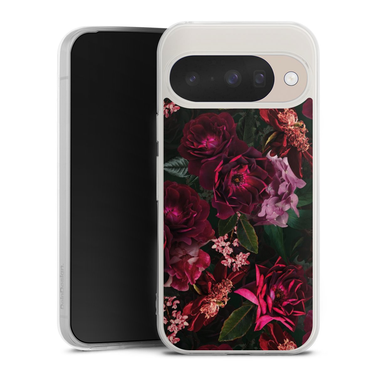 Fleurs rouge foncé et roses