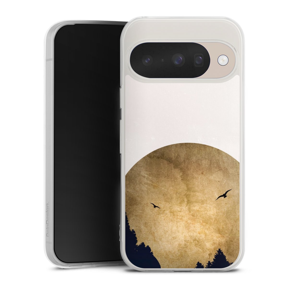 Deux oiseaux et la lune