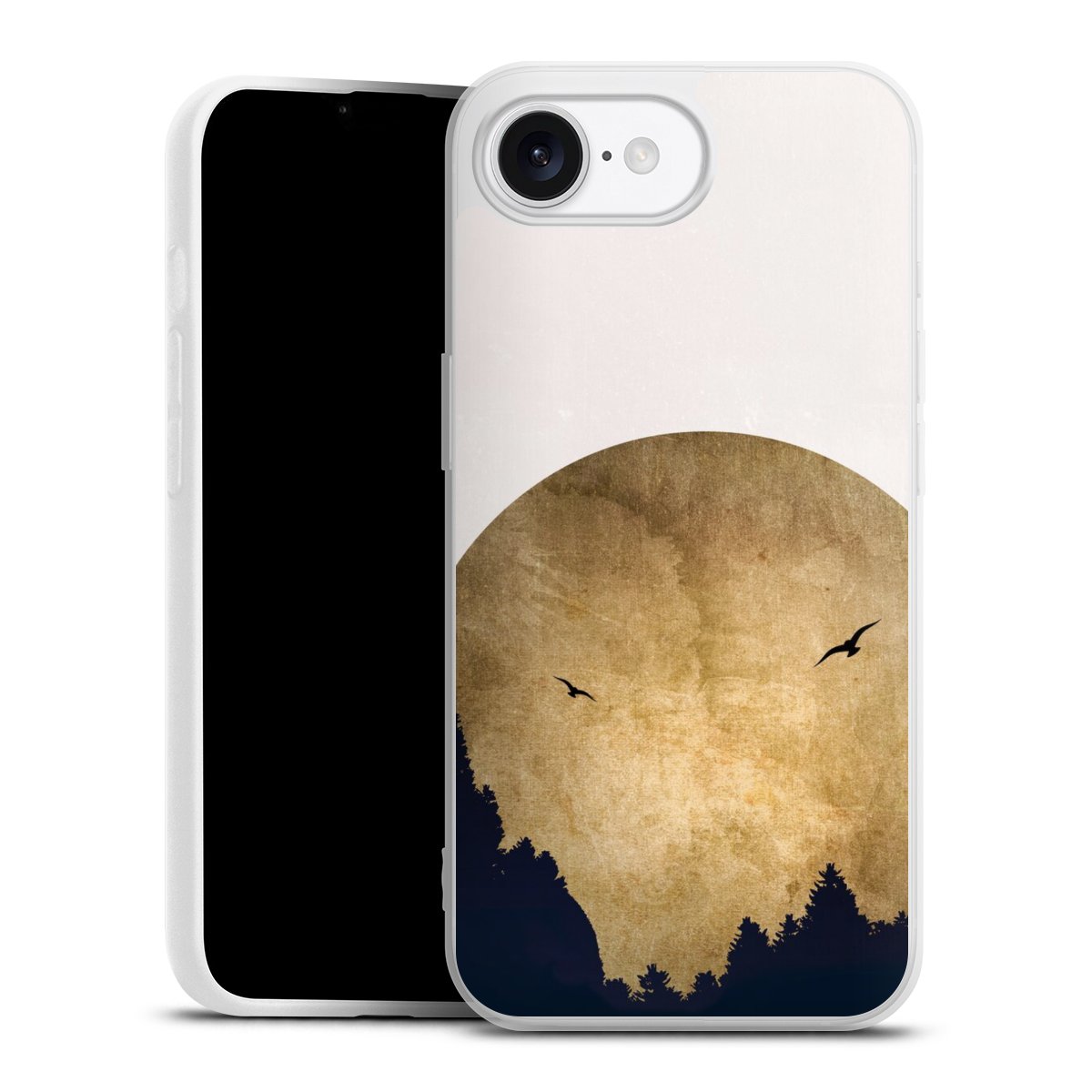 Deux oiseaux et la lune