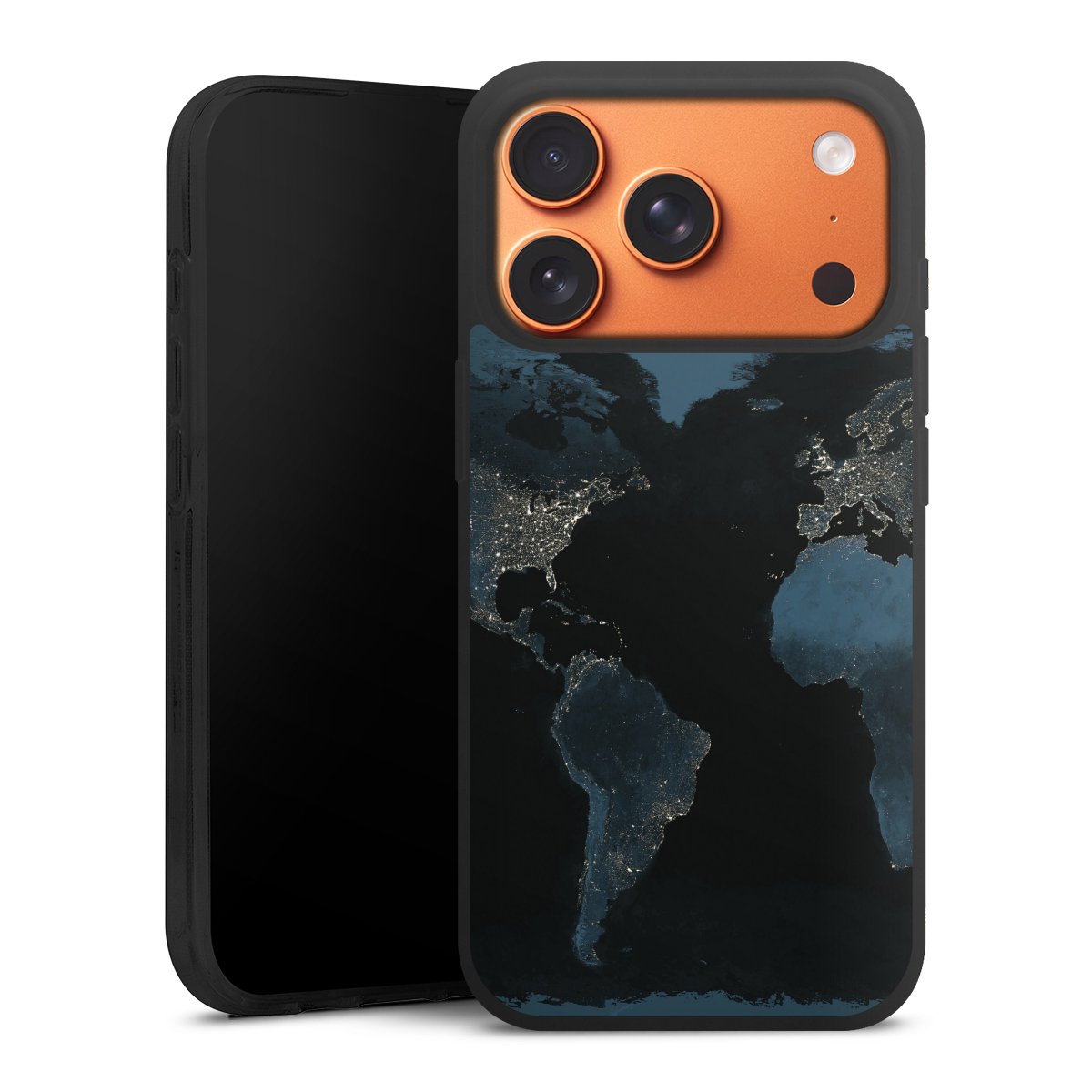 Mappa del mondo con luce notturna