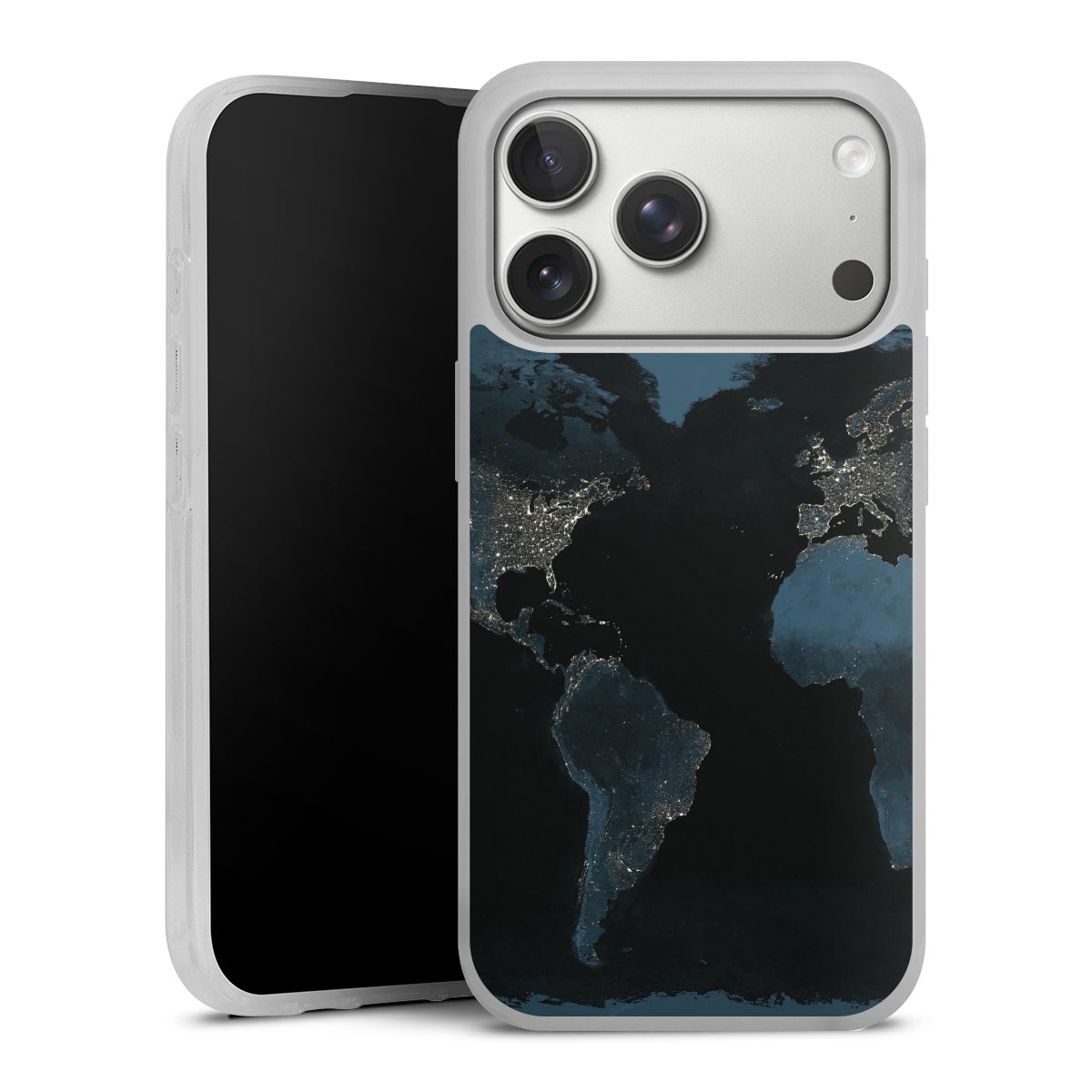 Mappa del mondo con luce notturna