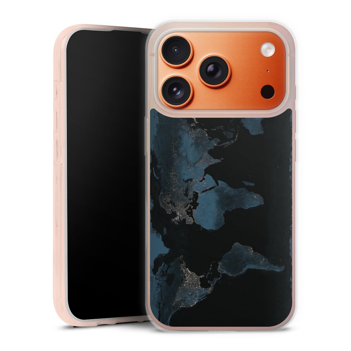 Mappa del mondo con luce notturna