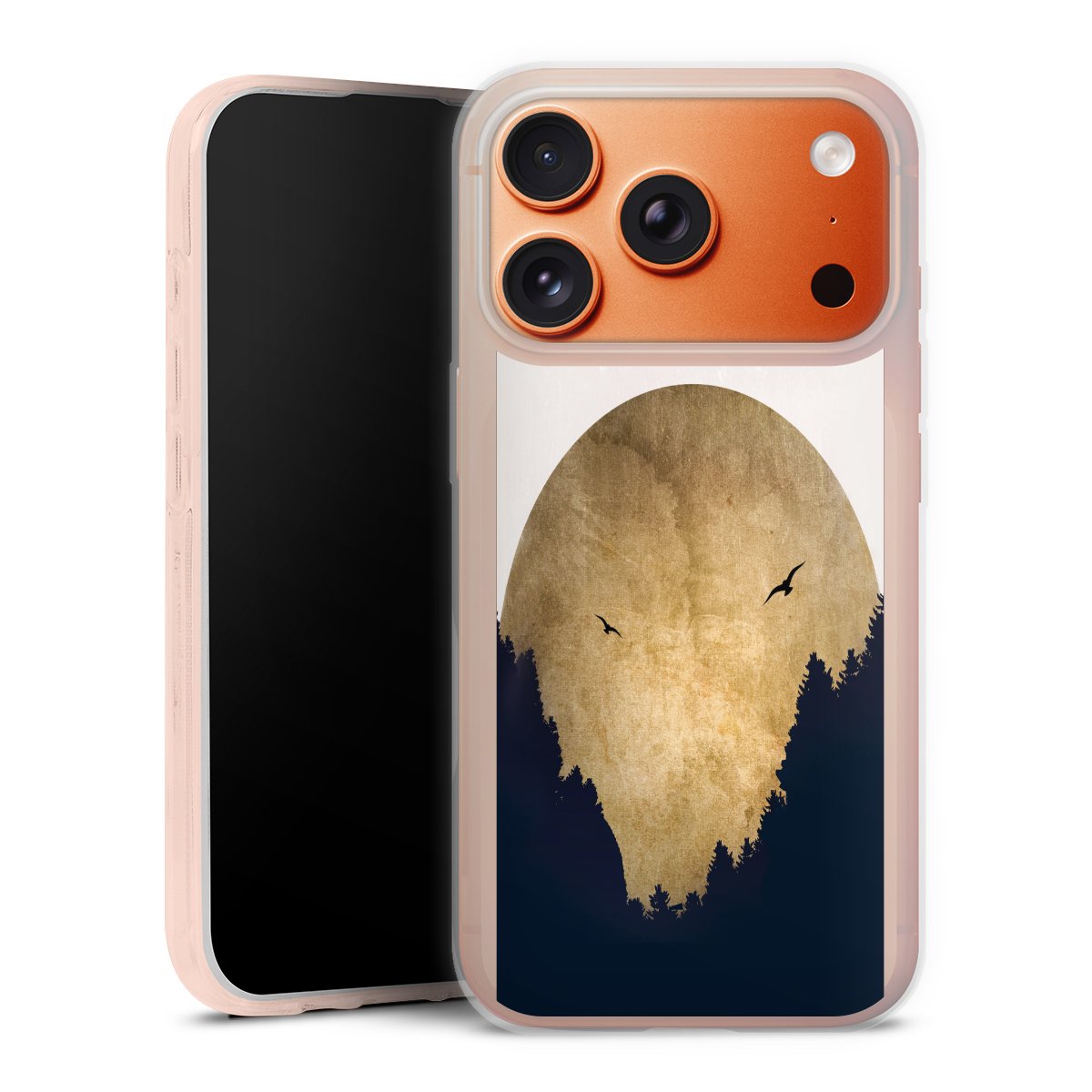 Deux oiseaux et la lune