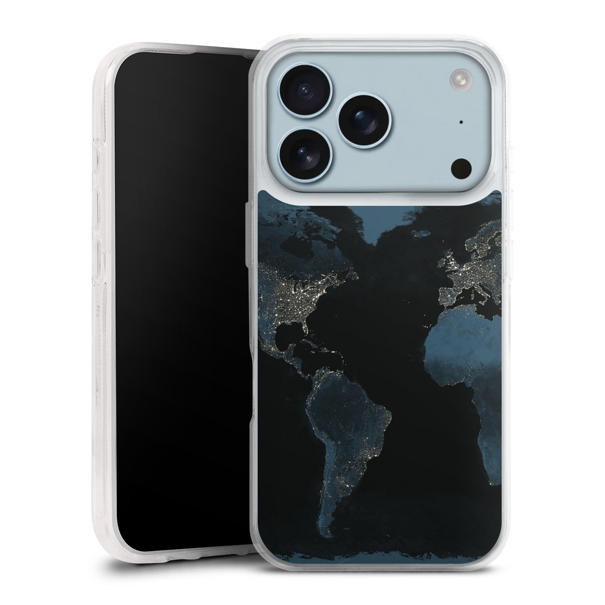 Mappa del mondo con luce notturna