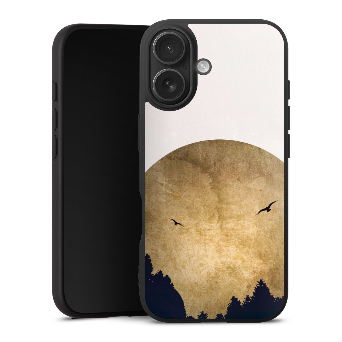 Deux oiseaux et la lune