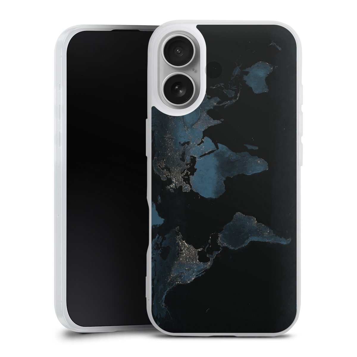 Mappa del mondo con luce notturna