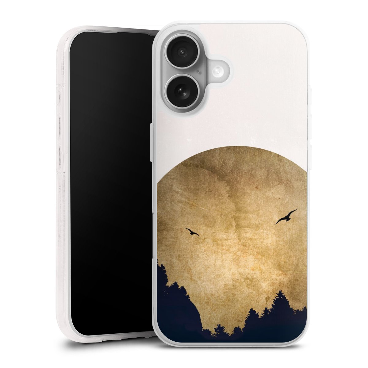 Deux oiseaux et la lune