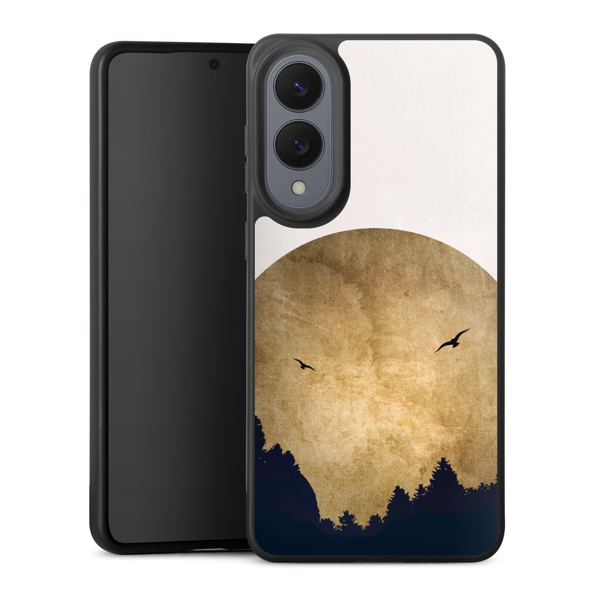 Deux oiseaux et la lune