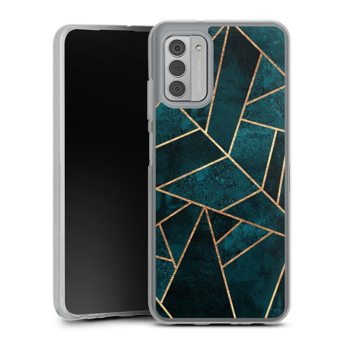 Imprimé or pierre sarcelle profond