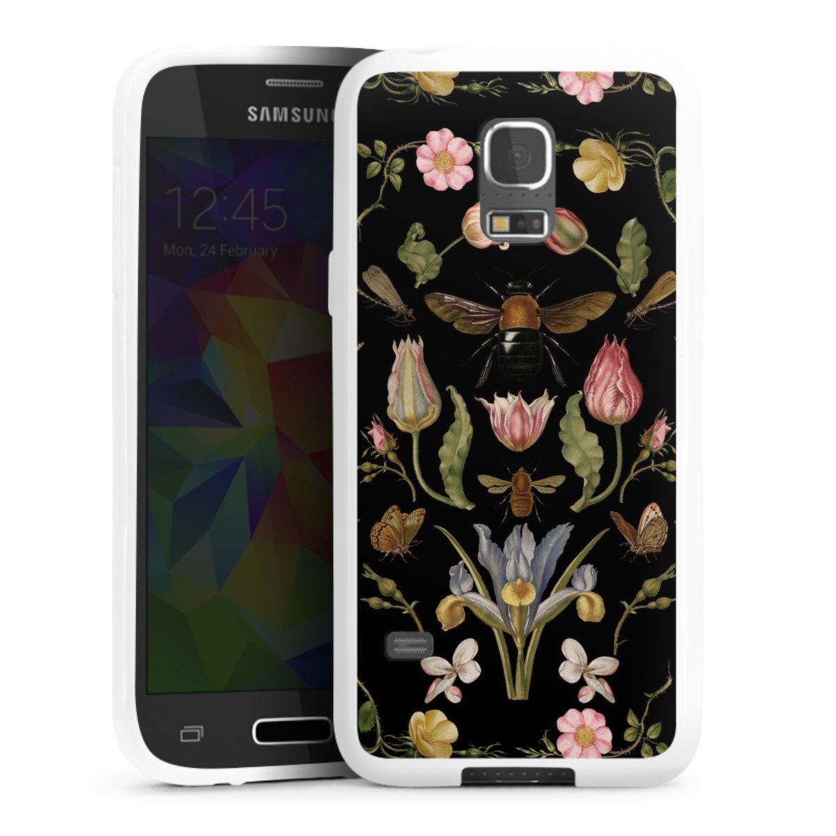 Fleurs Sauvages et Abeilles Fond Noir