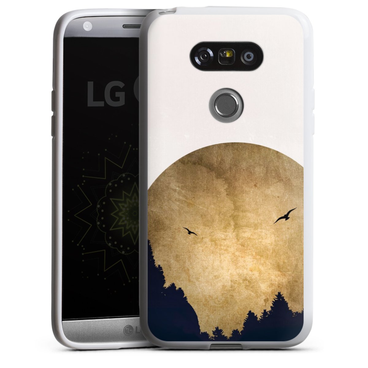 Deux oiseaux et la lune