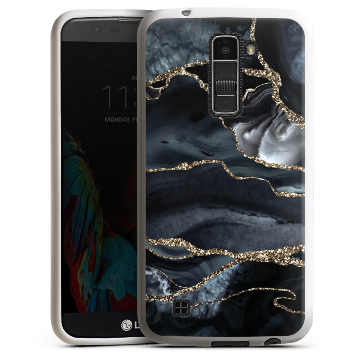 Dunkler Marmor Gold Glitzerlook