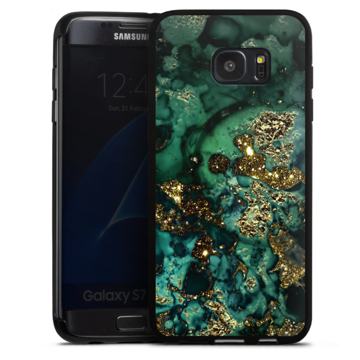 Aspetto marmorizzato ciano glitterato