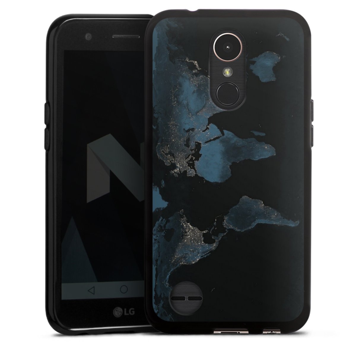 Mappa del mondo con luce notturna