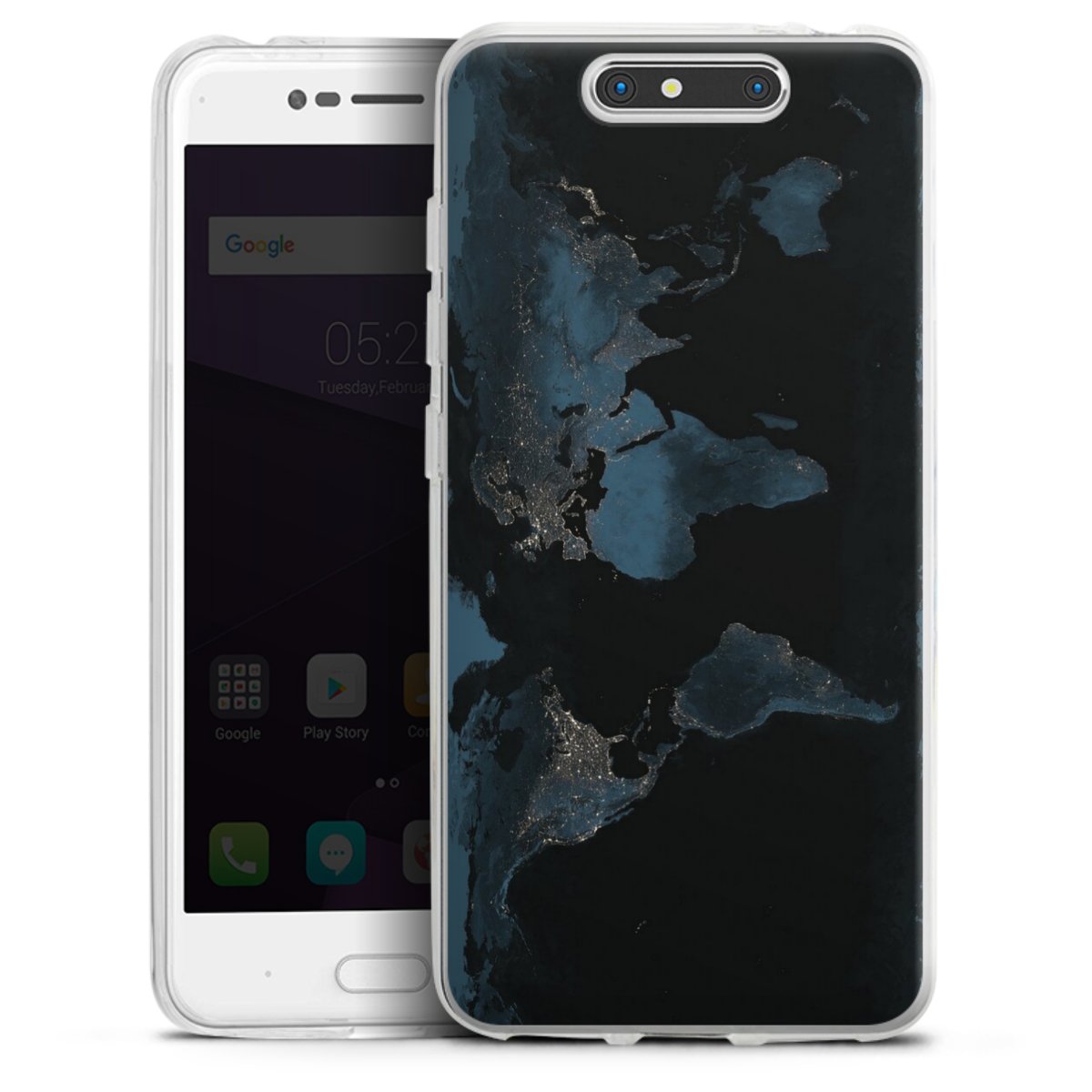 Mappa del mondo con luce notturna