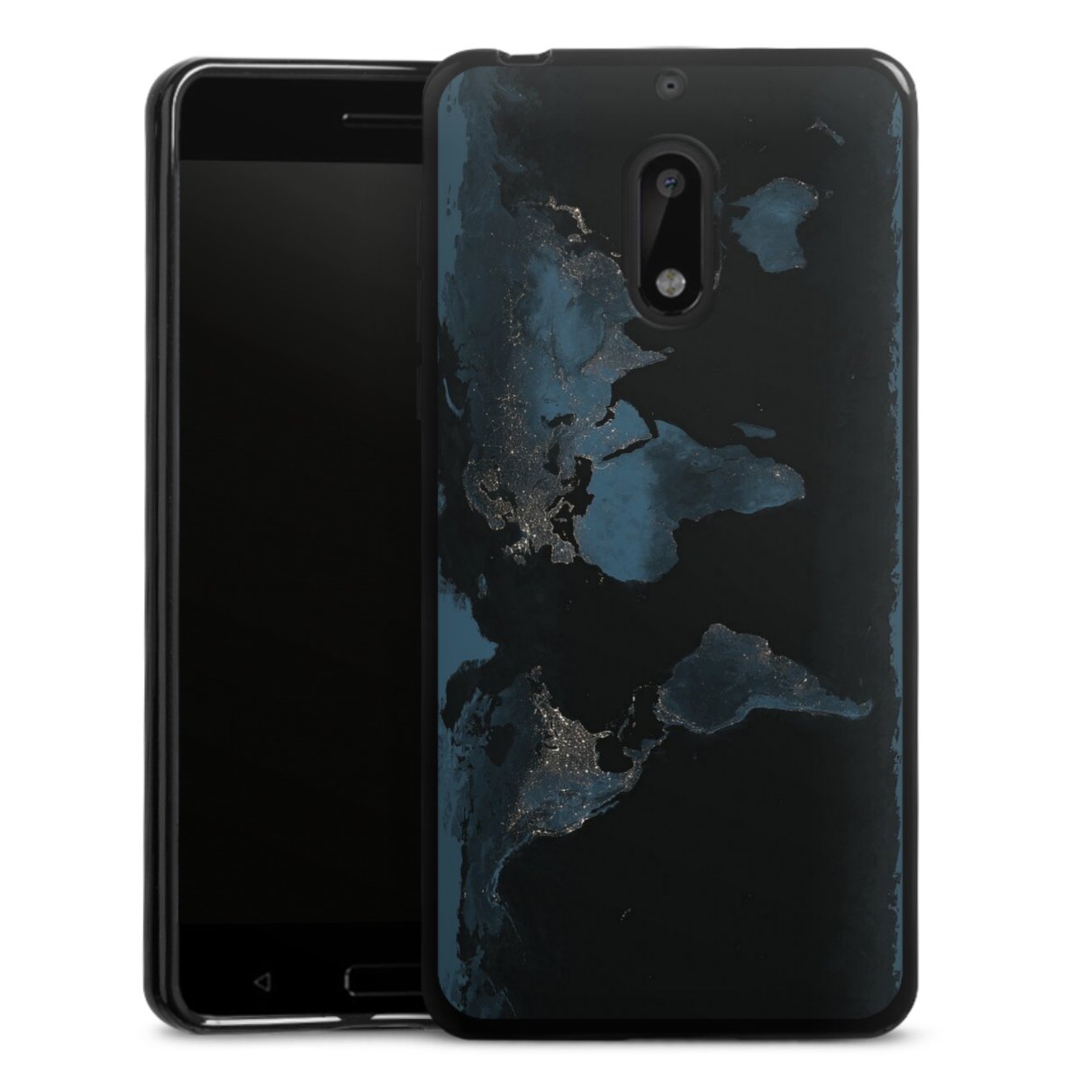 Mappa del mondo con luce notturna