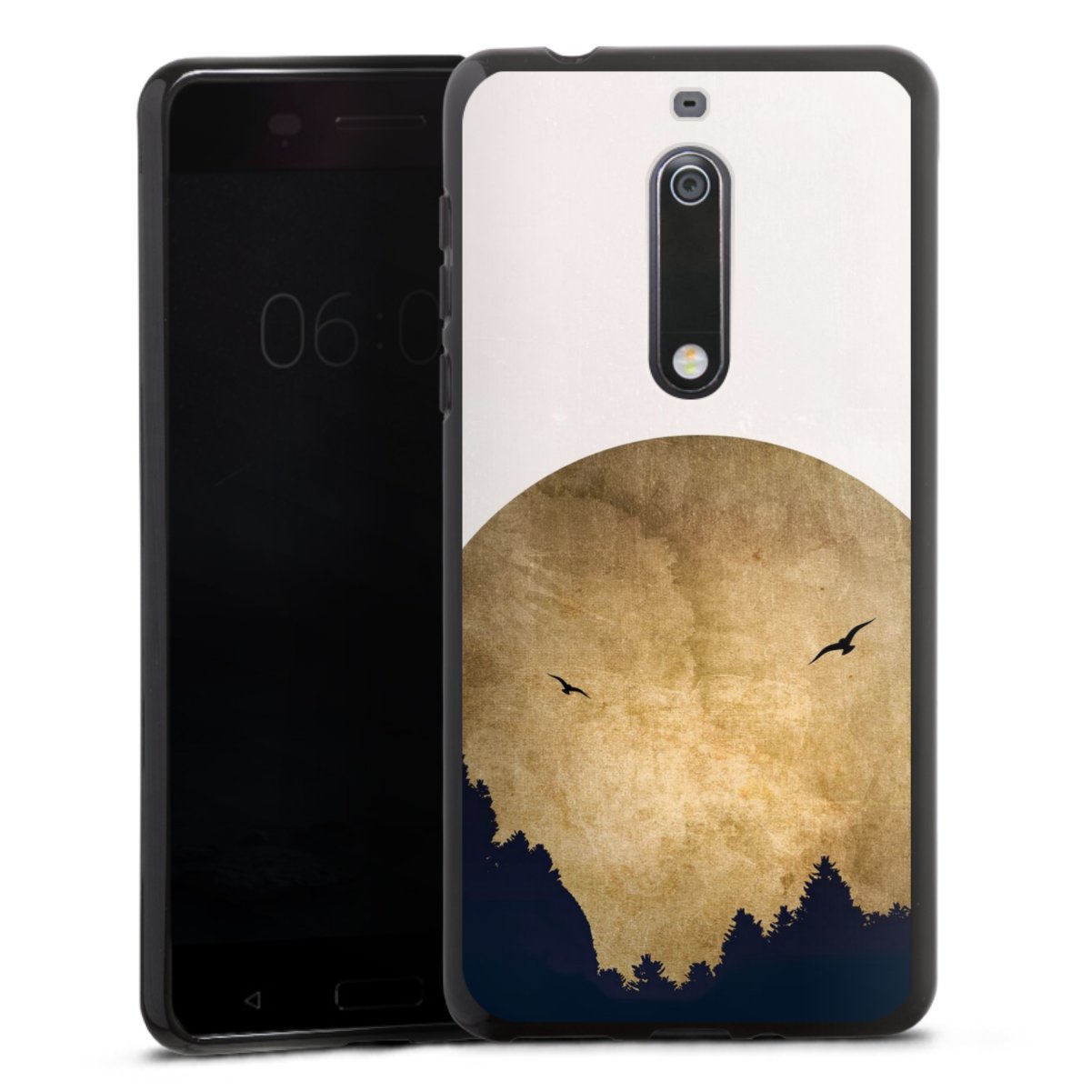 Deux oiseaux et la lune
