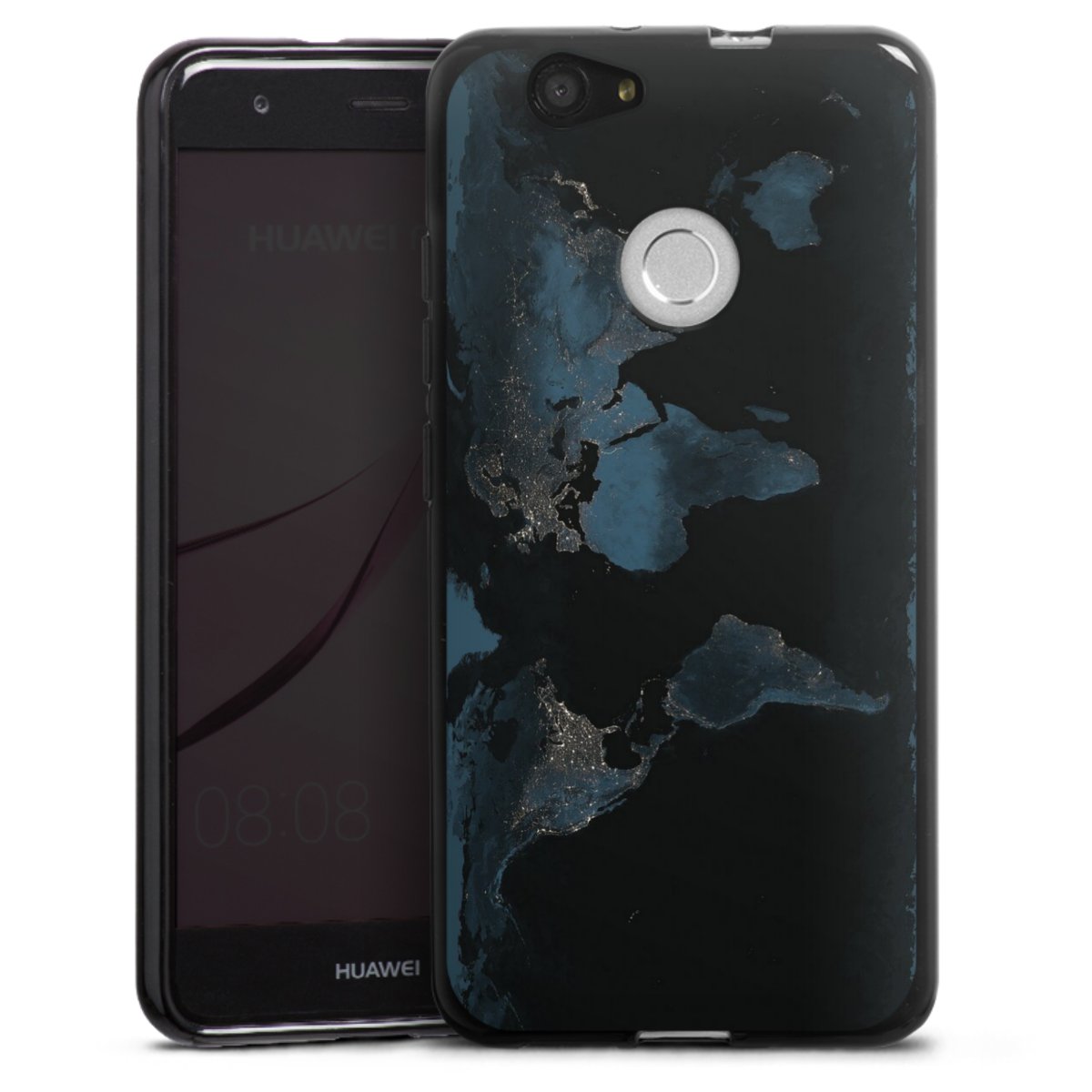 Mappa del mondo con luce notturna