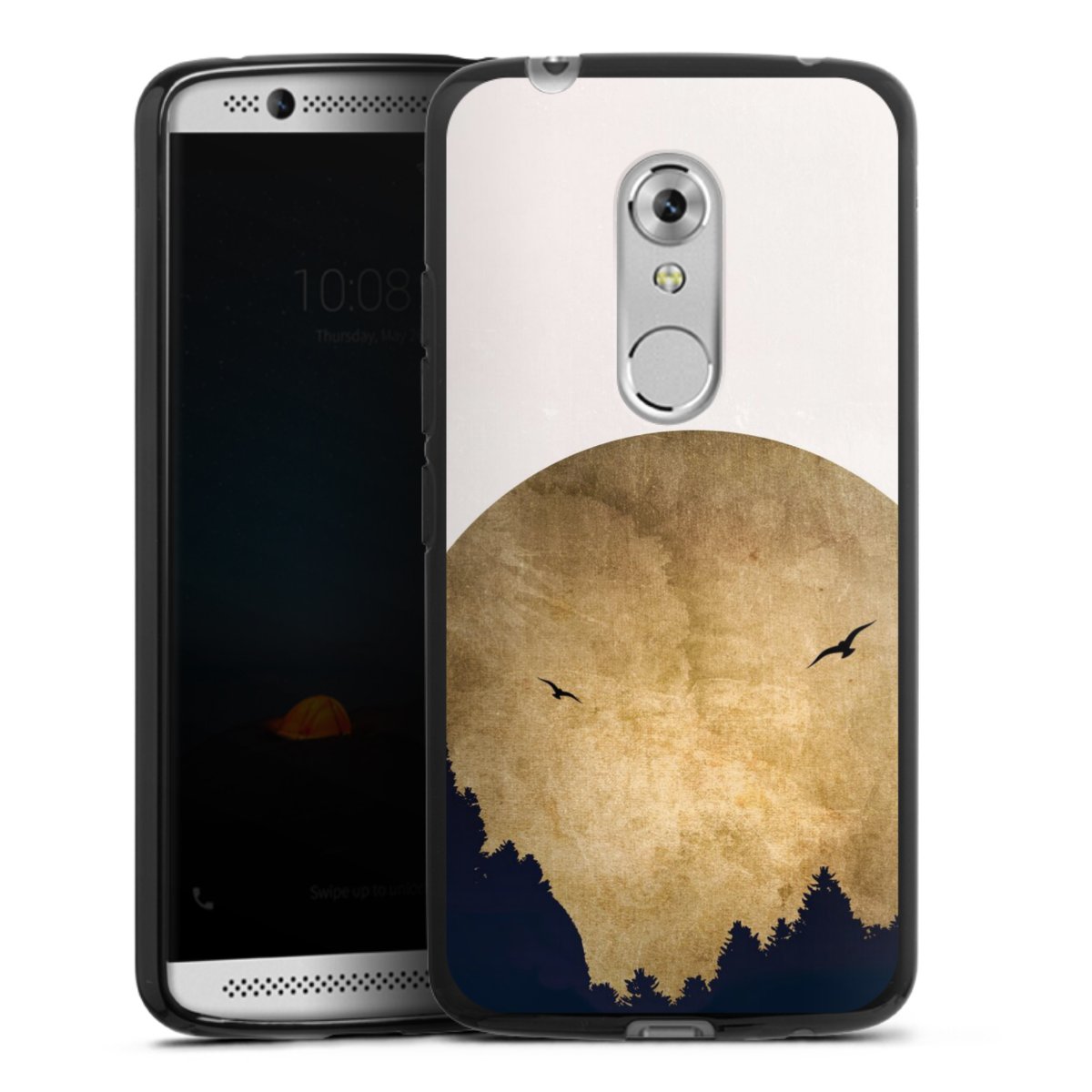 Deux oiseaux et la lune