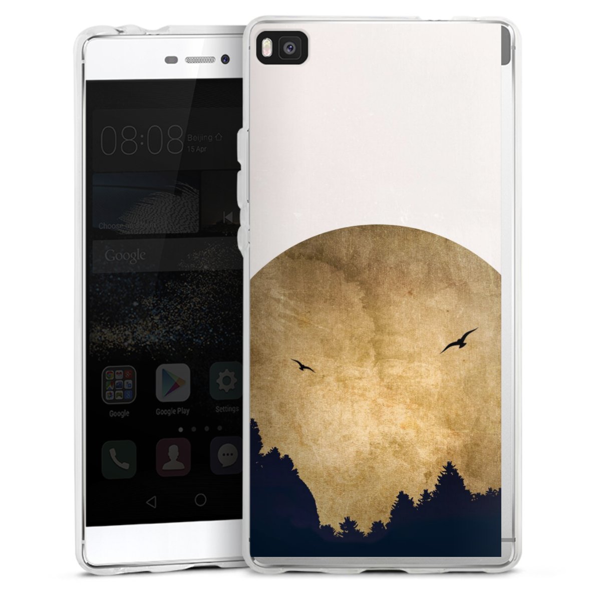 Deux oiseaux et la lune