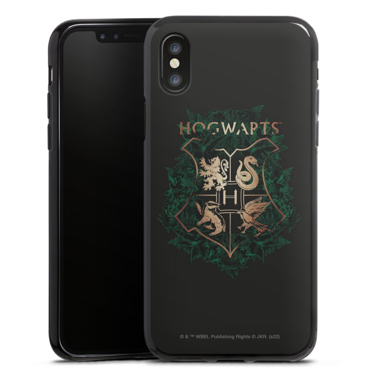 Hogwarts Coat of Arms 2 voor Siliconen (zwart) voor Apple iPhone X van
