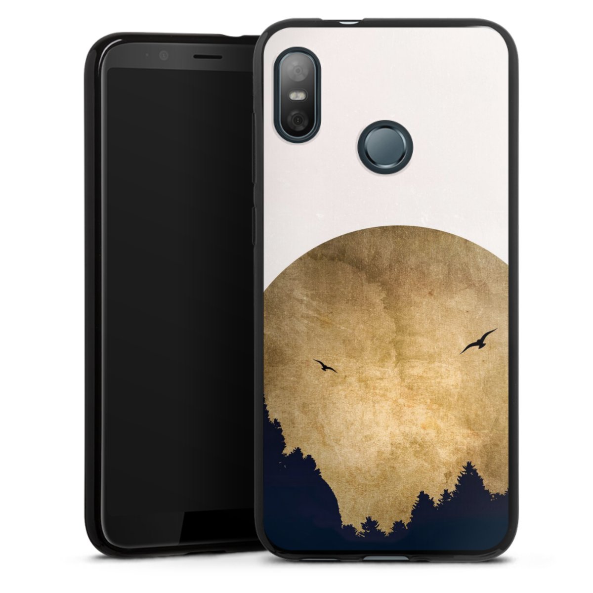 Deux oiseaux et la lune
