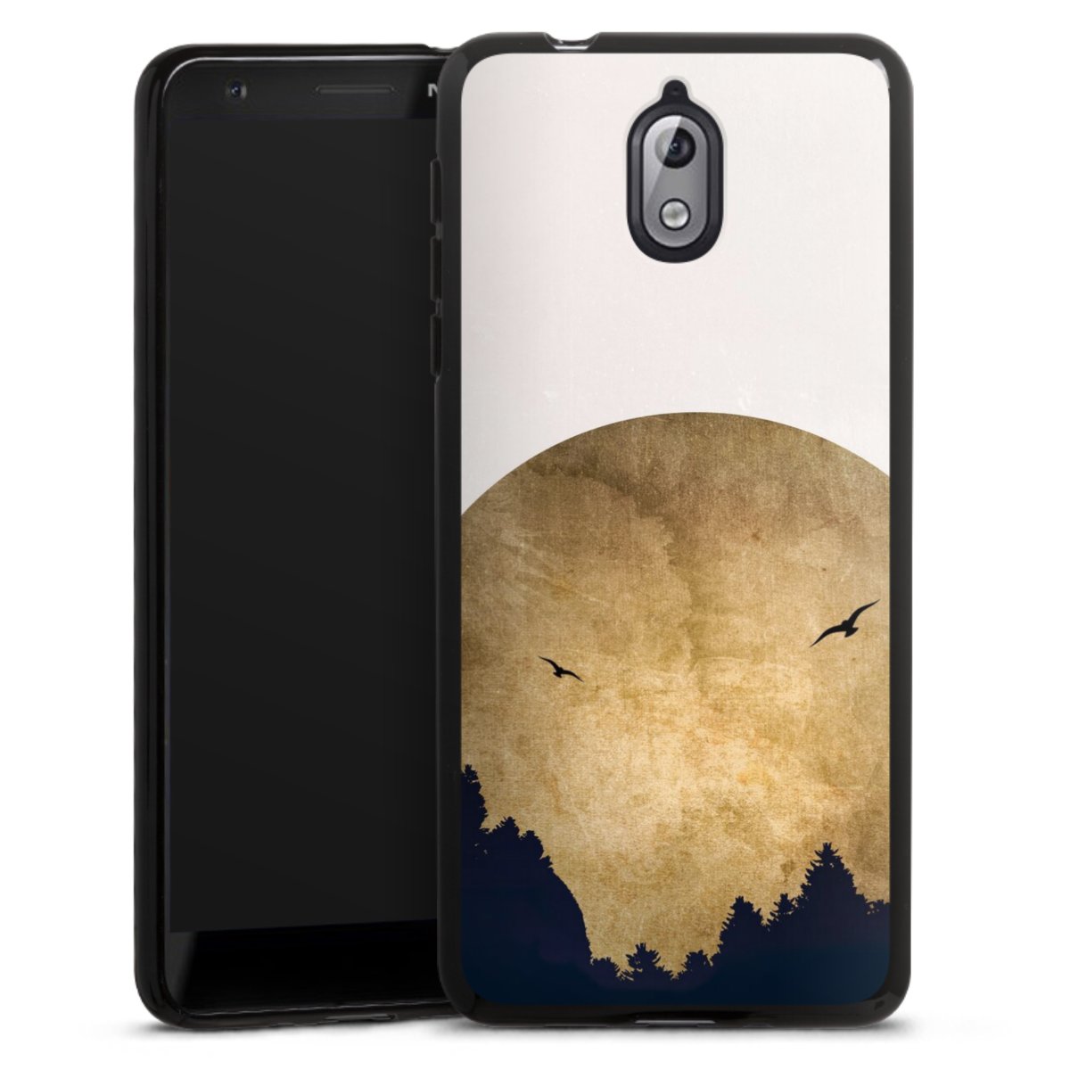 Deux oiseaux et la lune