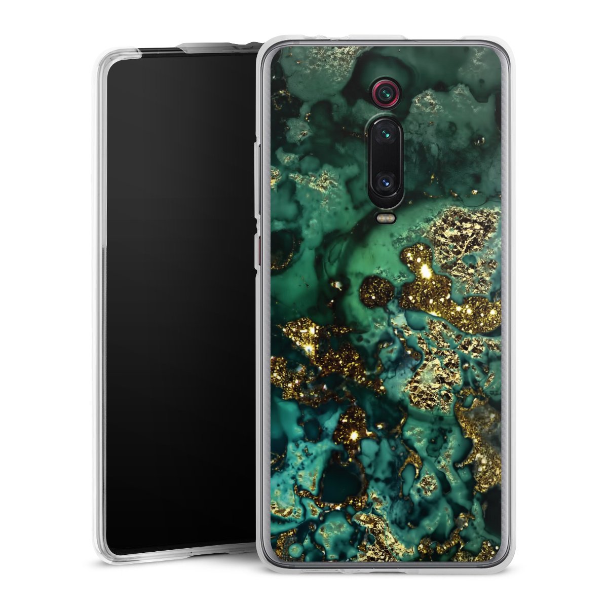 Aspetto marmorizzato ciano glitterato