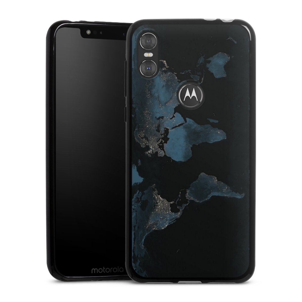 Mappa del mondo con luce notturna