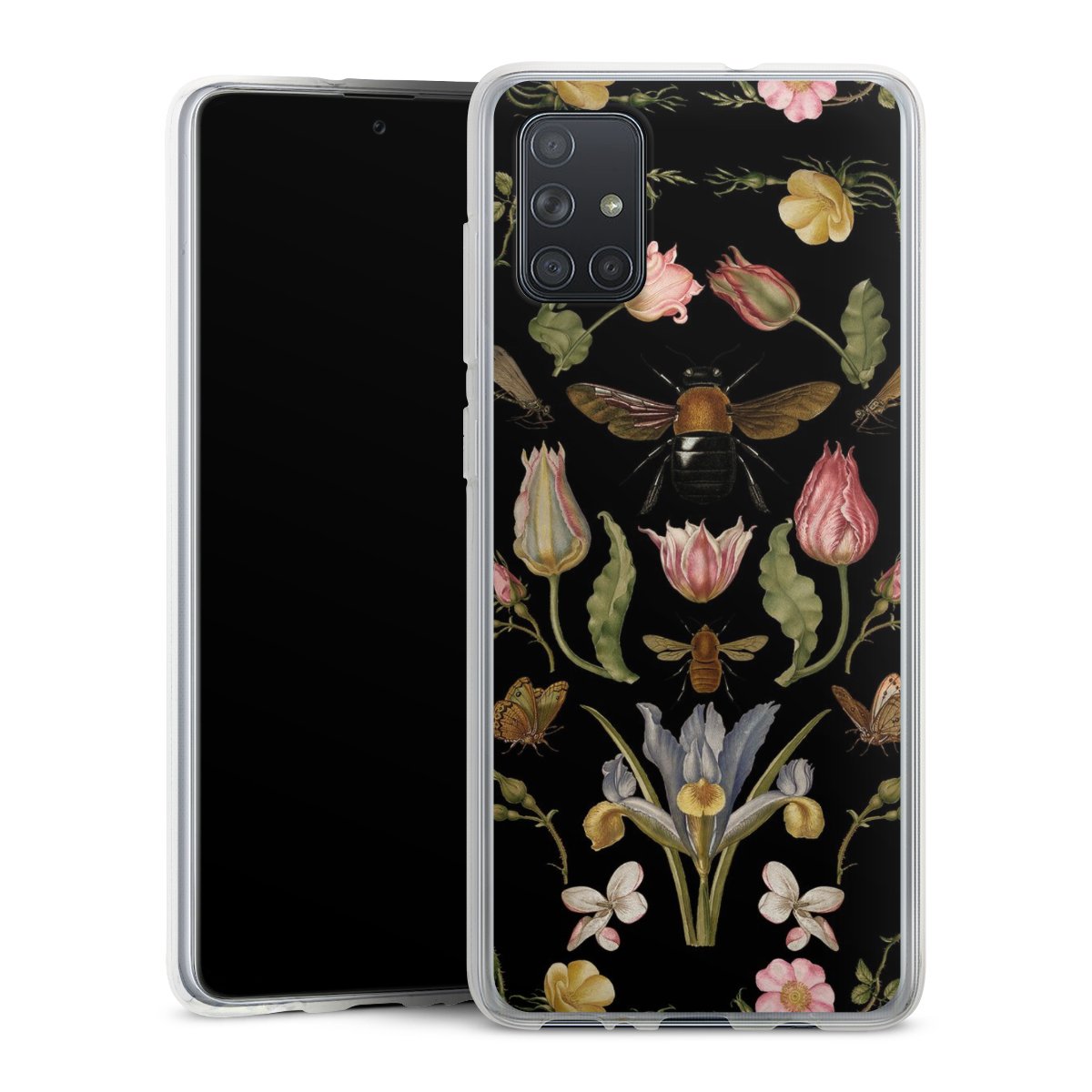 Fleurs Sauvages et Abeilles Fond Noir