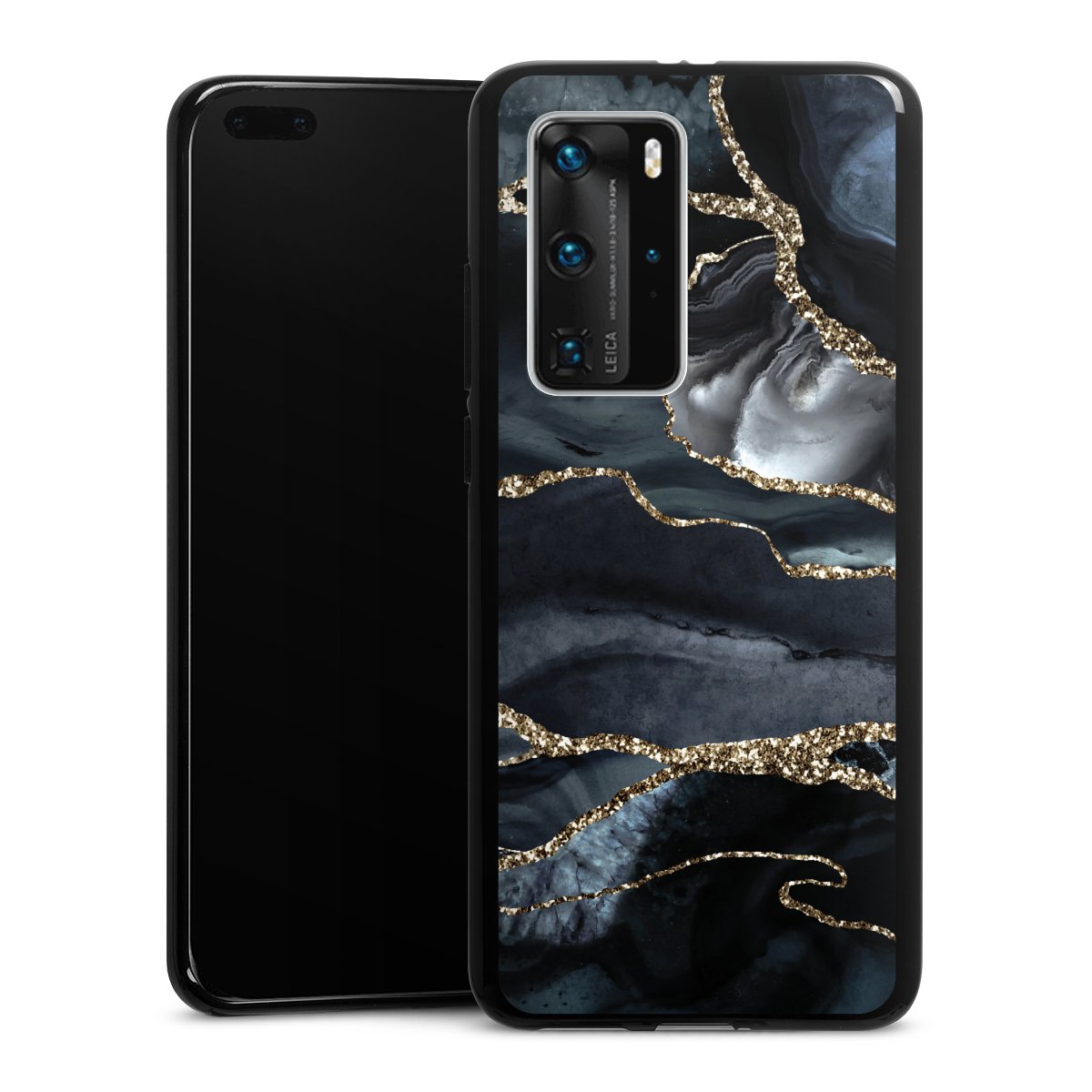 Donker marmer goud Glitterlook