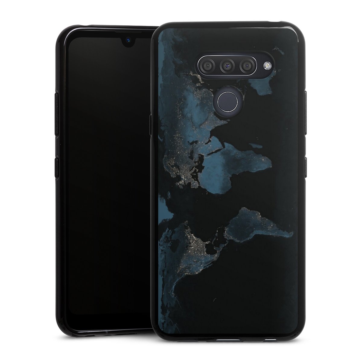 Mappa del mondo con luce notturna