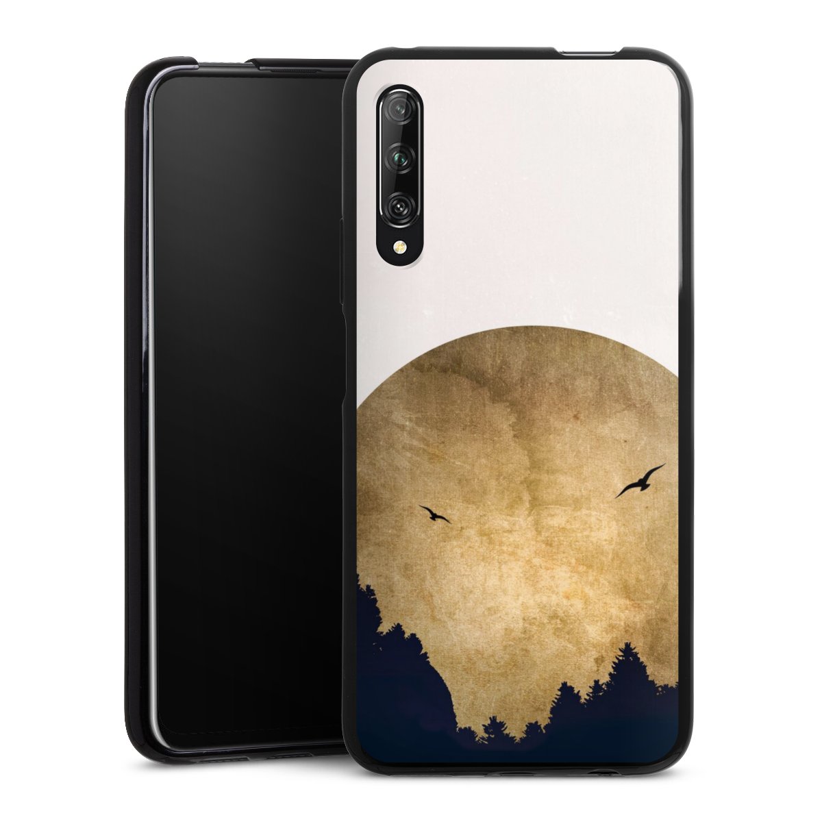 Deux oiseaux et la lune