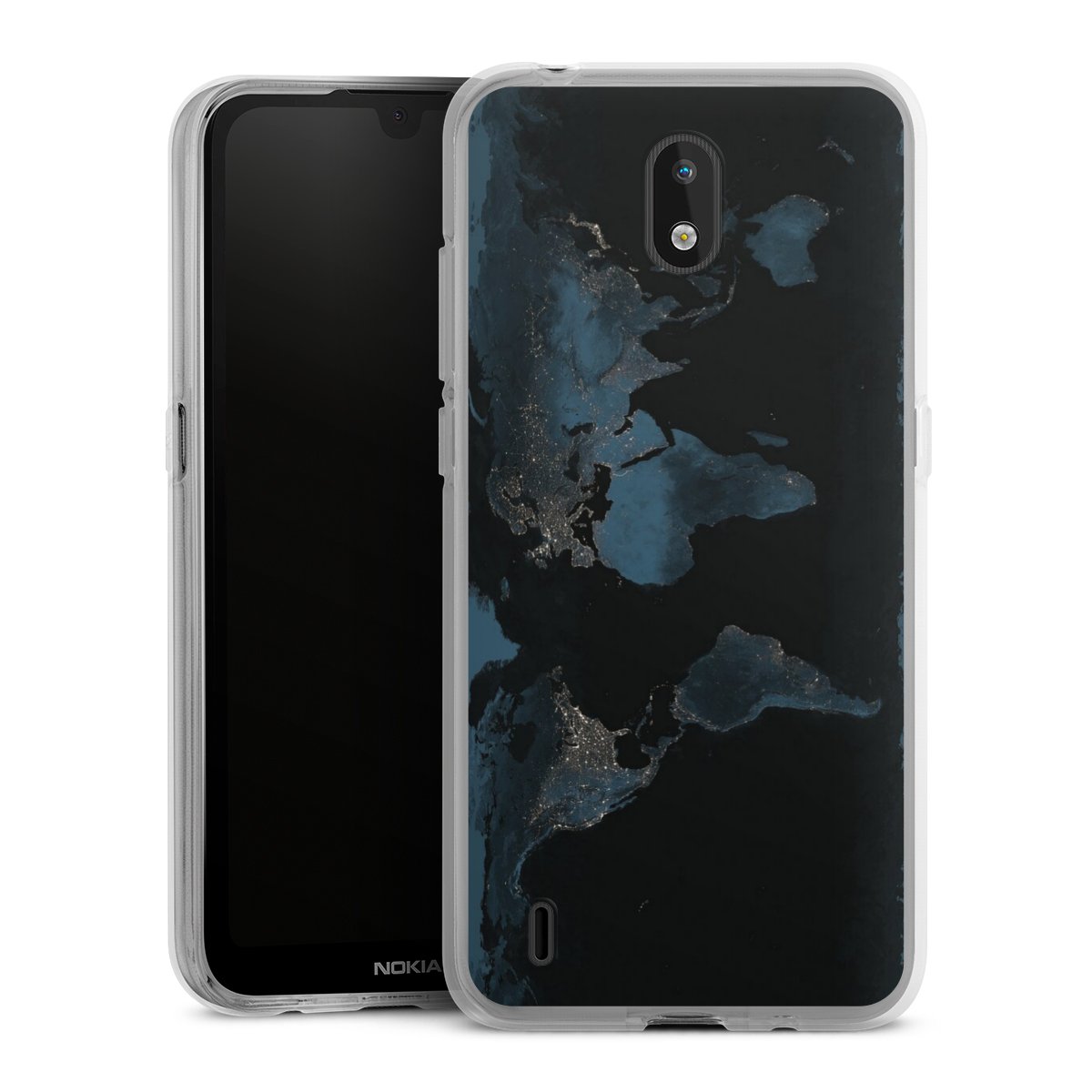 Mappa del mondo con luce notturna