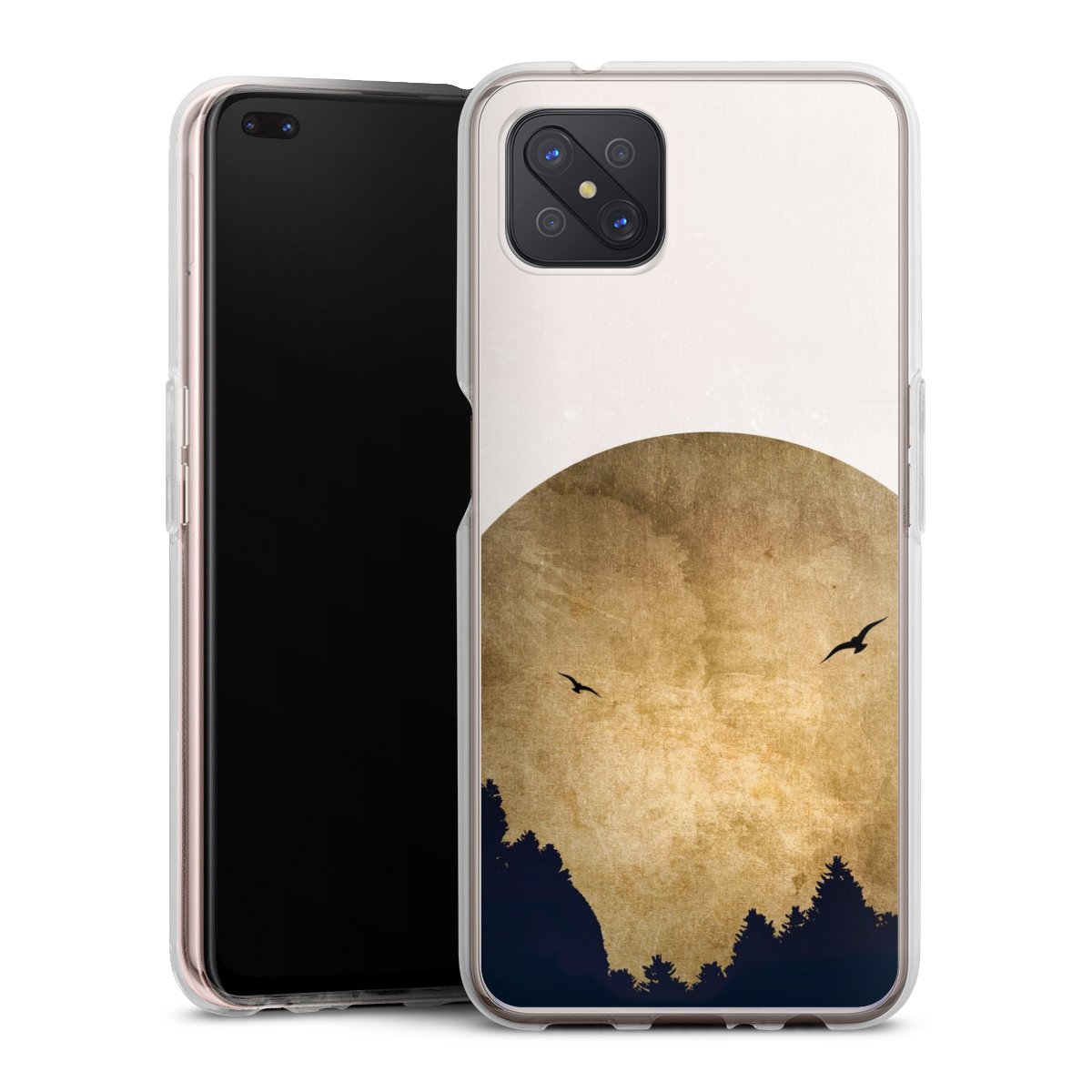 Deux oiseaux et la lune