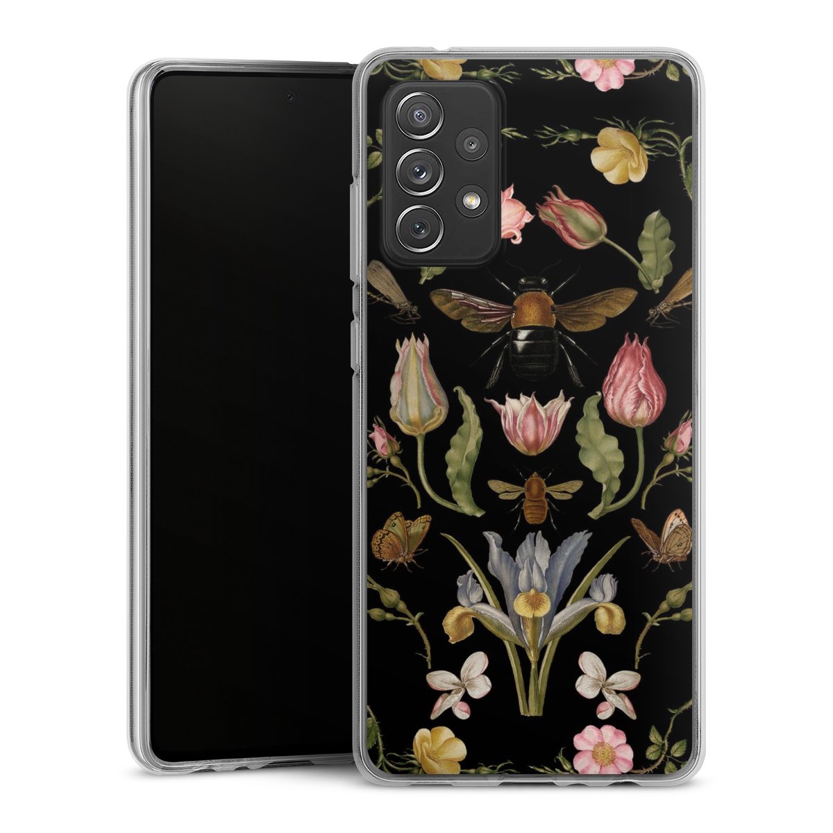 Fleurs Sauvages et Abeilles Fond Noir