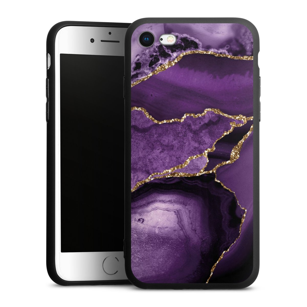Optimistisch zoogdier verlichten Paars Marmeren Landschap voor Siliconen premium hoesje (mat zwart) voor  Apple iPhone SE (2020) van DeinDesign
