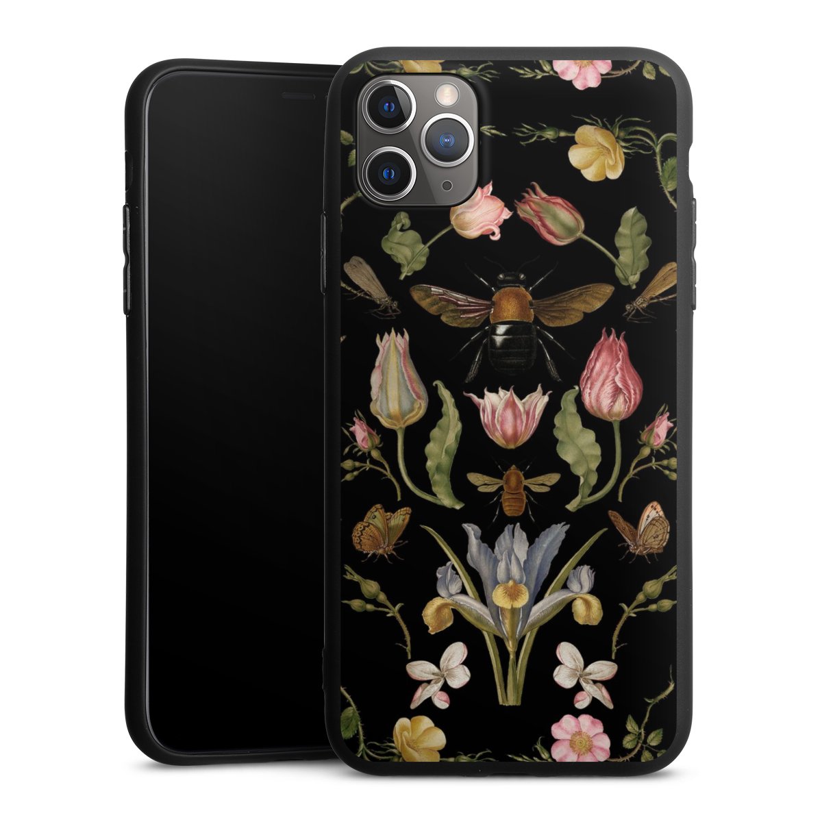 Fleurs Sauvages et Abeilles Fond Noir