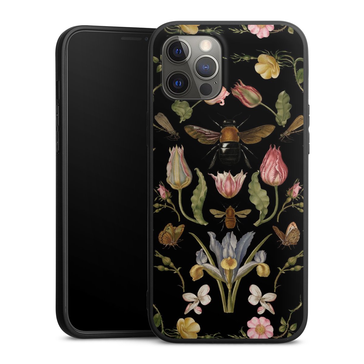 Fleurs Sauvages et Abeilles Fond Noir