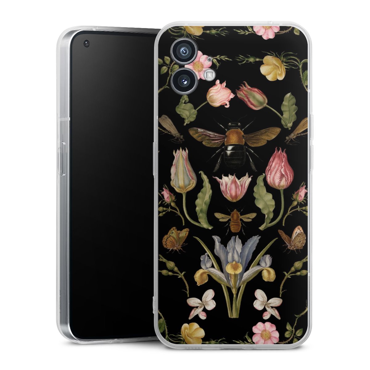 Fleurs Sauvages et Abeilles Fond Noir