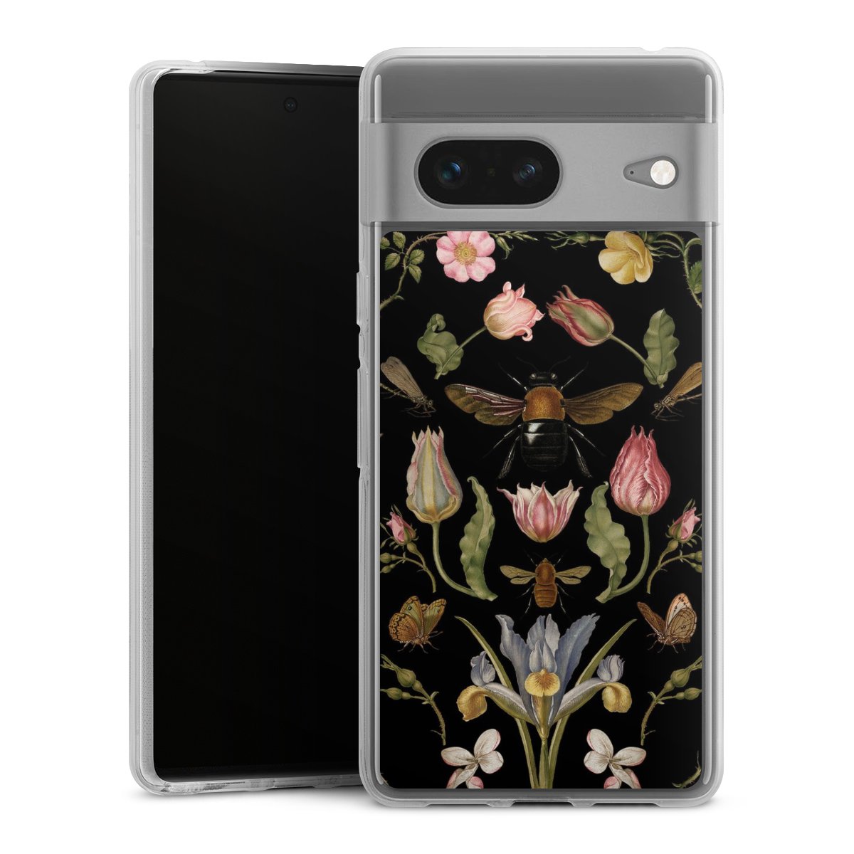 Fleurs Sauvages et Abeilles Fond Noir