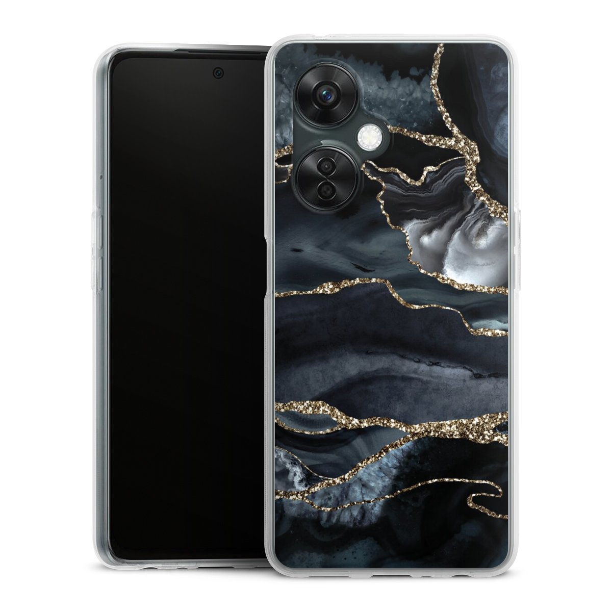 Dunkler Marmor Gold Glitzerlook