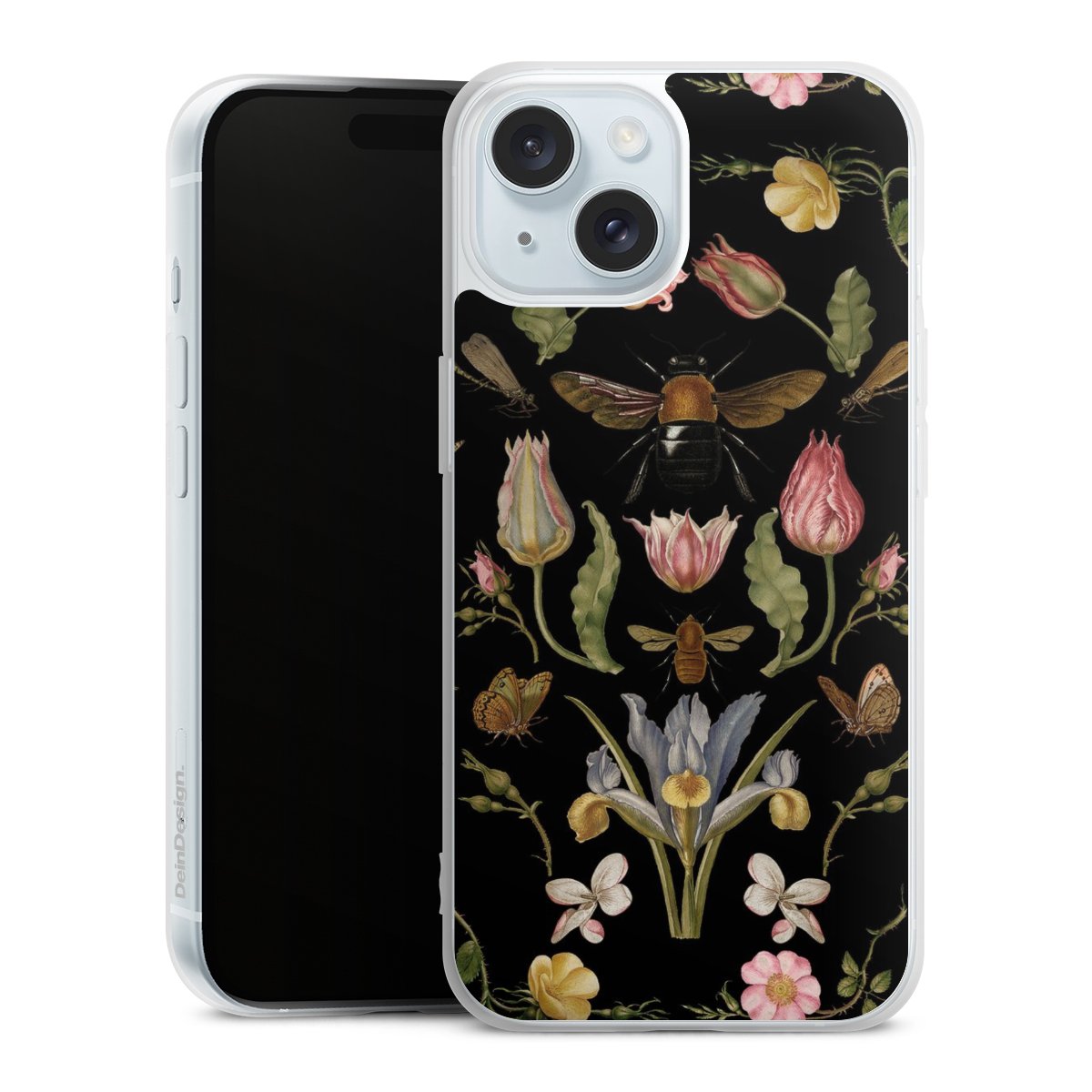 Fleurs Sauvages et Abeilles Fond Noir