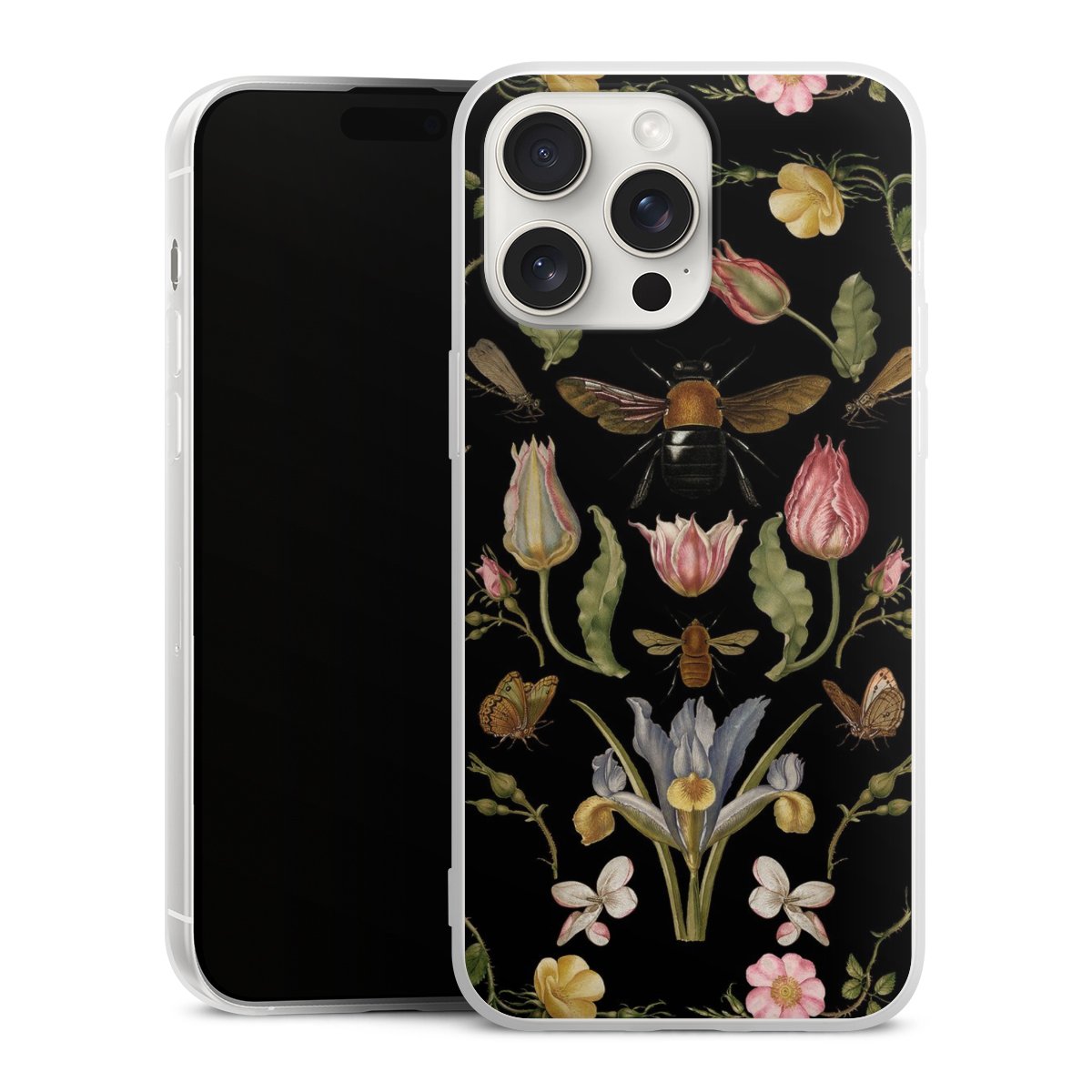 Fleurs Sauvages et Abeilles Fond Noir