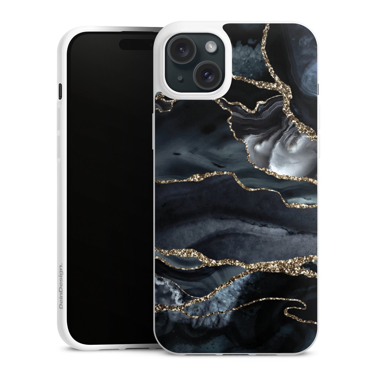 Dunkler Marmor Gold Glitzerlook