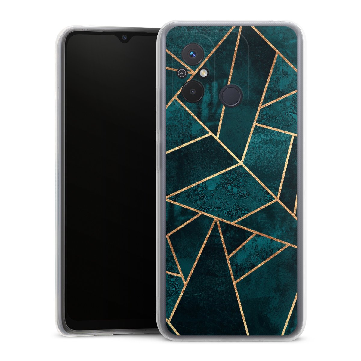 Imprimé or pierre sarcelle profond