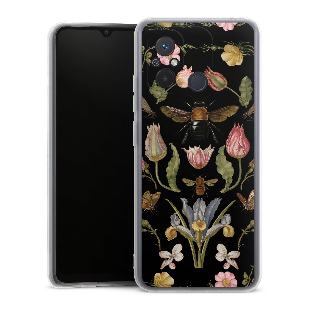 Wildblumen und Biene Schwarz