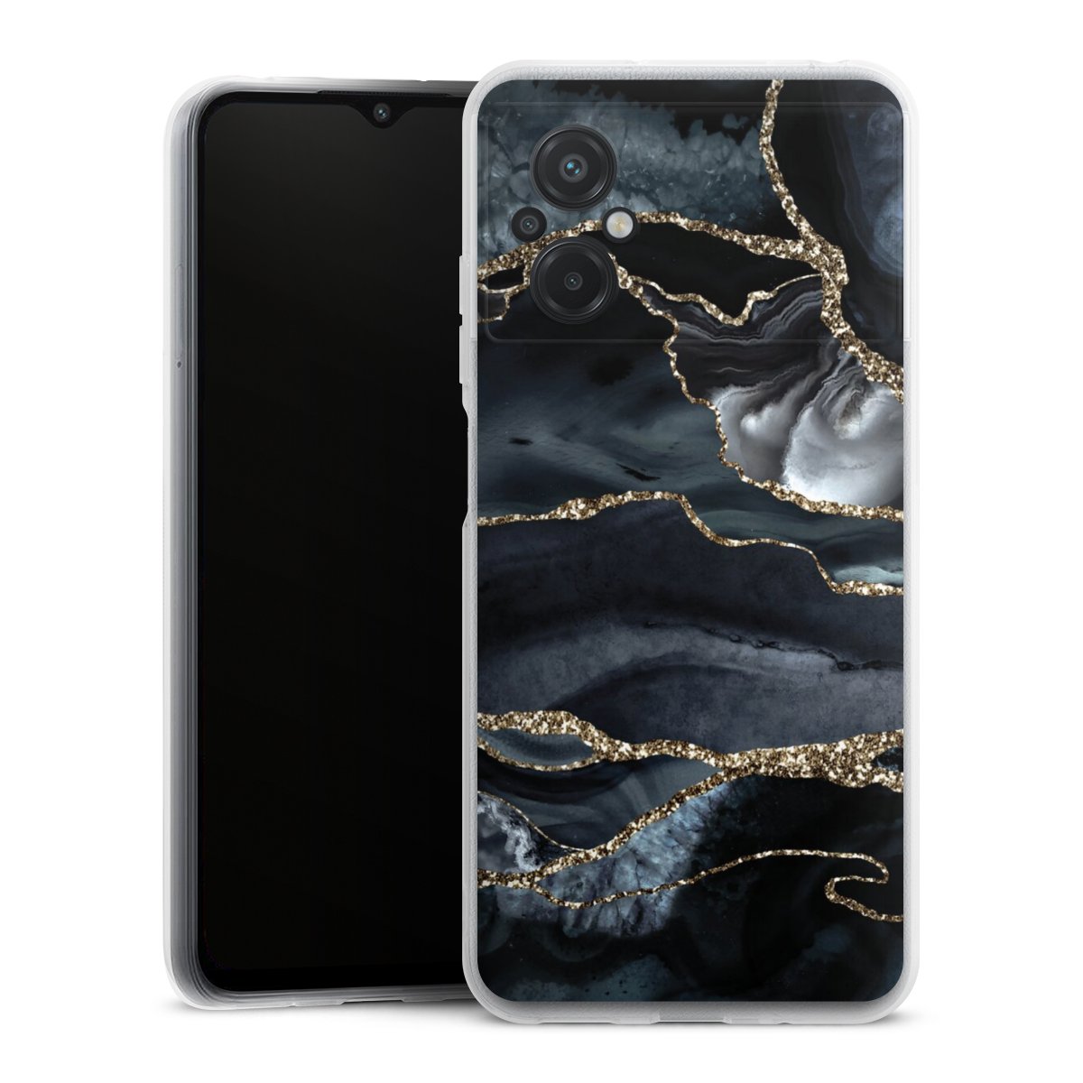Dunkler Marmor Gold Glitzerlook