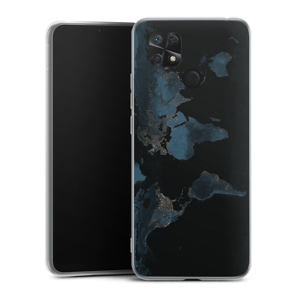 Mappa del mondo con luce notturna