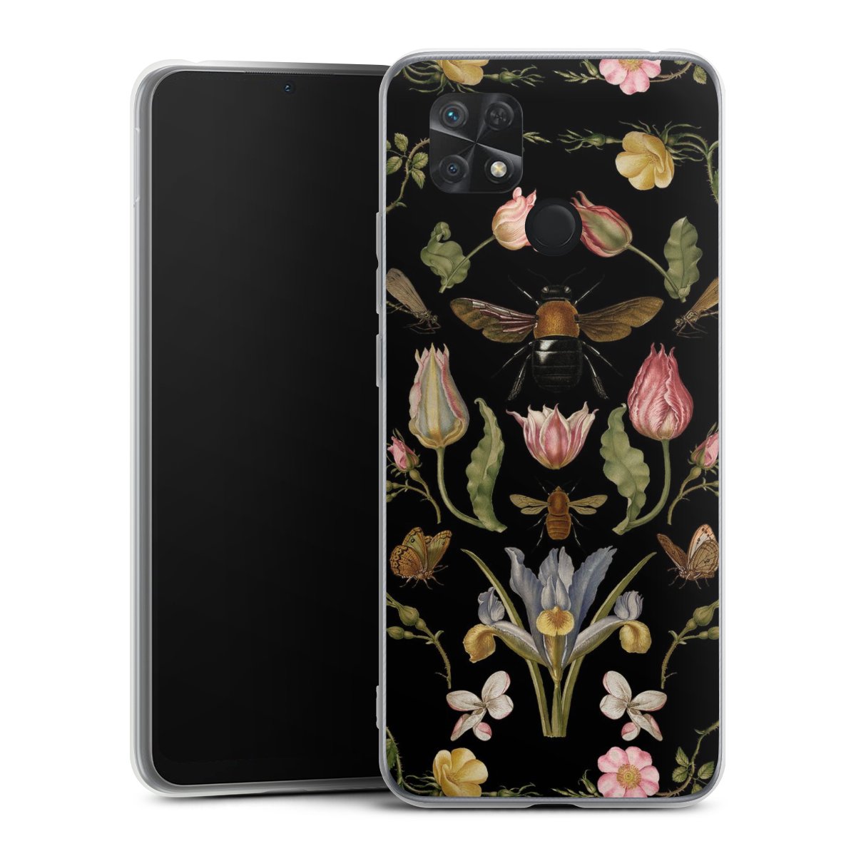 Fleurs Sauvages et Abeilles Fond Noir